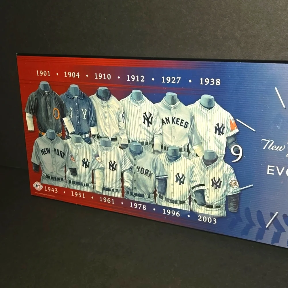 HTF LIMITED NEW YORK YANKEES YEARS UNIFORMS COOPERS MLB BASEBALL TEAM WALL CLOCK